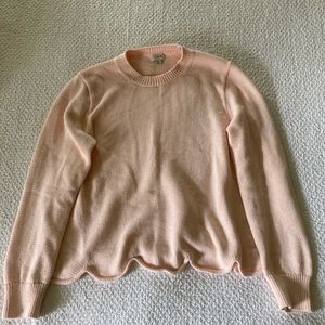 J. Crew pastel pink scalloped hem sweater